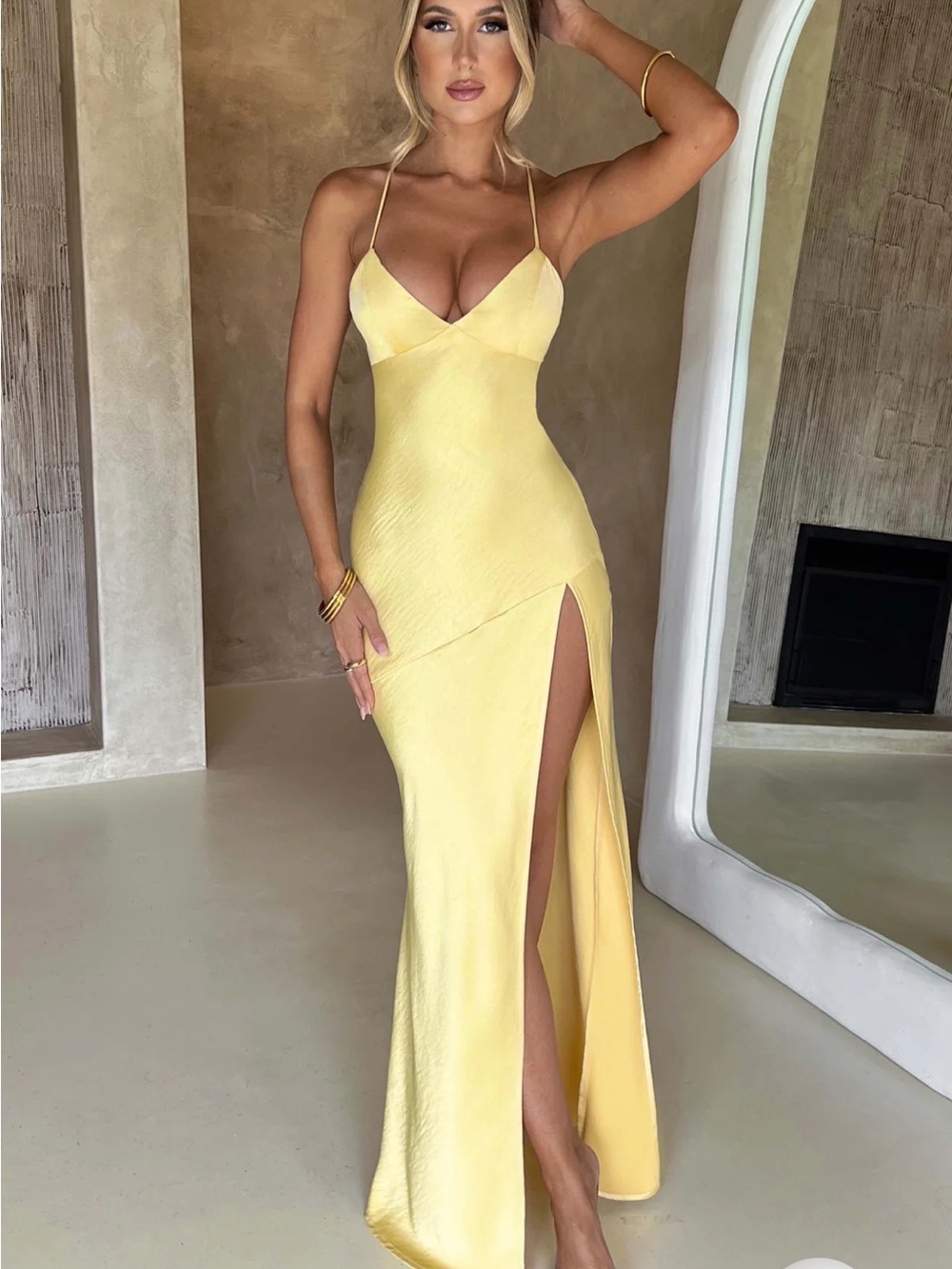 Minimalist Satin Slip Maxi Dress with Spaghetti Straps